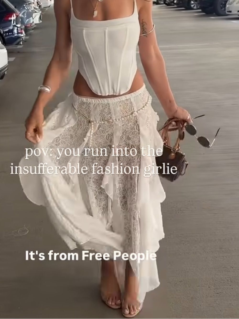 ISO Free People White Lace Layered Maxi Skirt
